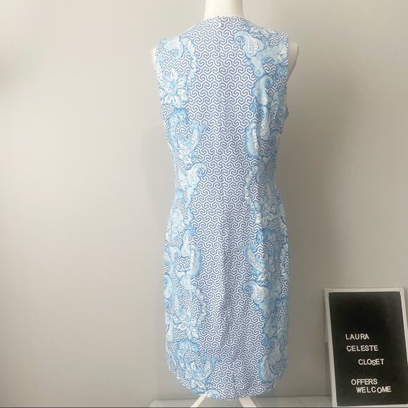 J McLaughlin blue floral shift dress sleeveless sundress size medium - Picture 4 of 8